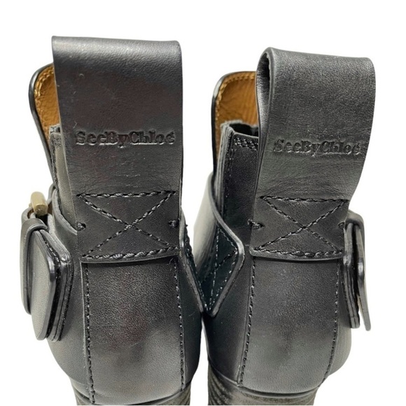 SEE BY CHLOE Cappa Leather Buckle Booties size 35 - Picture 4 of 9